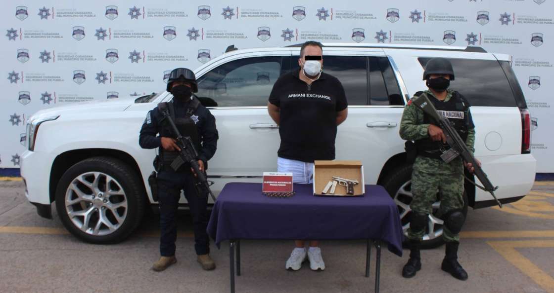 Detuvieron Guardia Nacional y SSC de Puebla a hombre por portación ilegal de arma de fuego