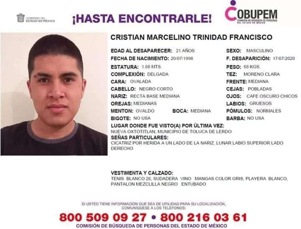 Lo buscaban en Toluca hace 41 días, Cristian Marcelino apareció muerto en Naucalpan