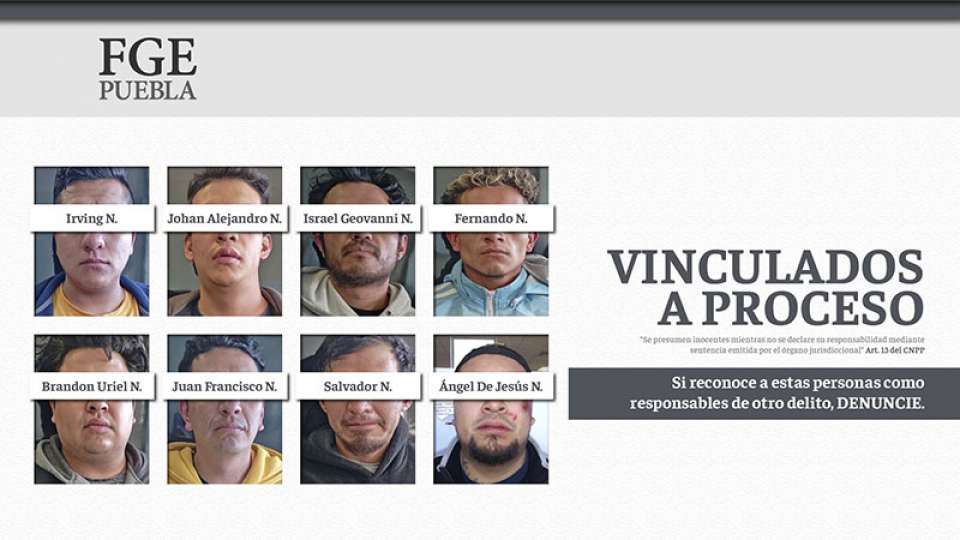 Fiscalía de Puebla detuvo a ocho presuntos integrantes de un grupo delictivo.