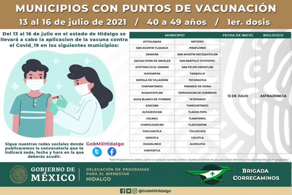 35 municipios vacunarán contra Covid-19 la próxima semana