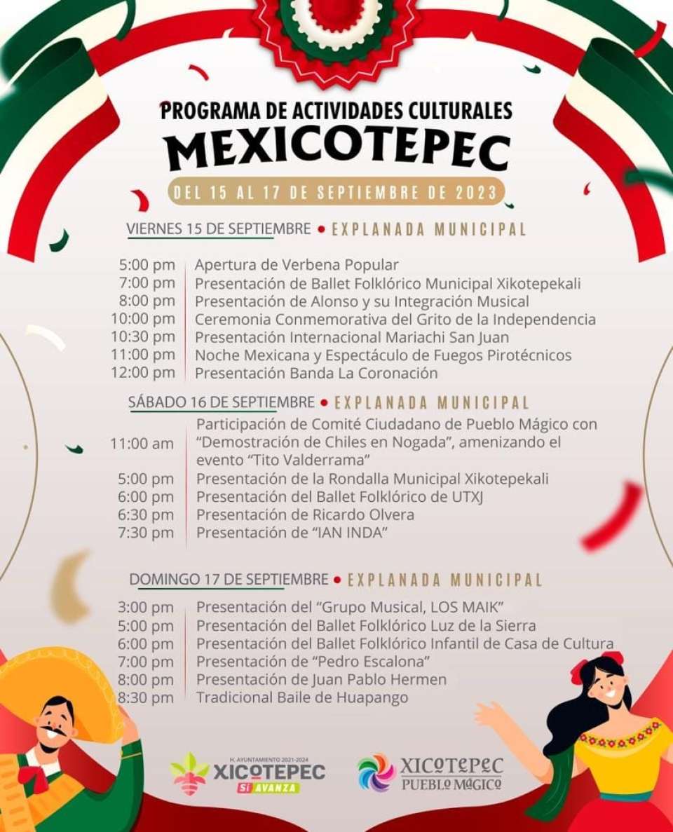 Todo listo para celebrar las Fiestas Patrias en Xicotepec